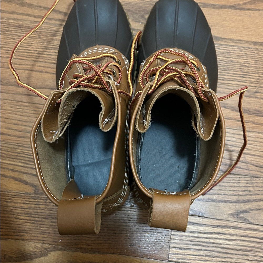 LL Bean Duck Bean Boots Womens Sz 8M Brown Leather Rubber Waterproof Rain USA - Picture 6 of 12